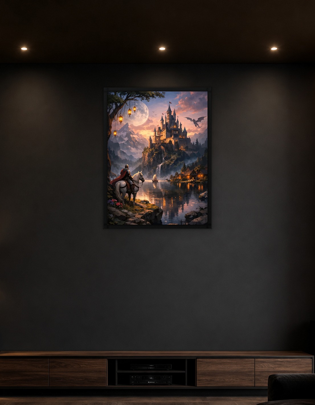 Fantasy Castle Landscape with Knight