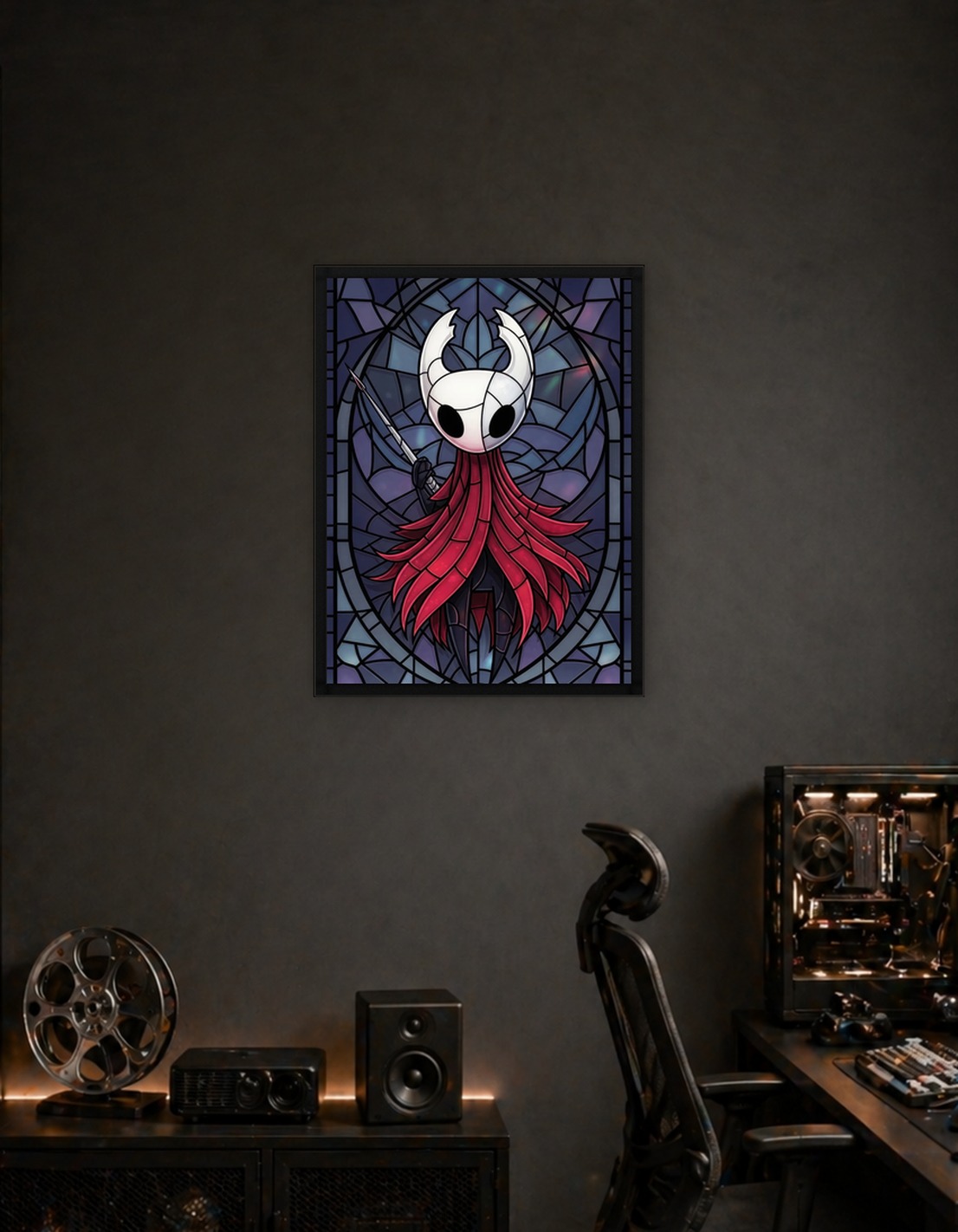 Hornet Hollow Knight in Stained Glass Style
