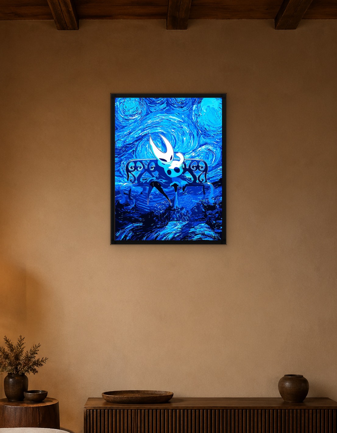 Hornet on a Bench in Starry Night