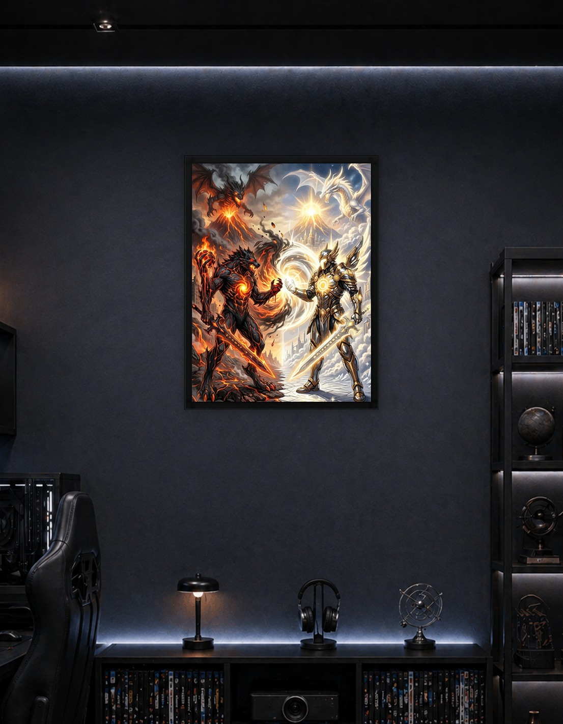 Epic Fantasy Battle Between Light and Dark