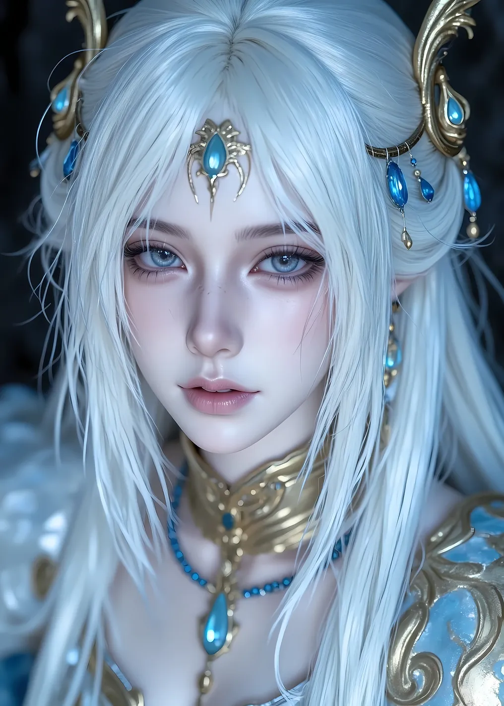 Ethereal Elf Princess with Blue Jewels