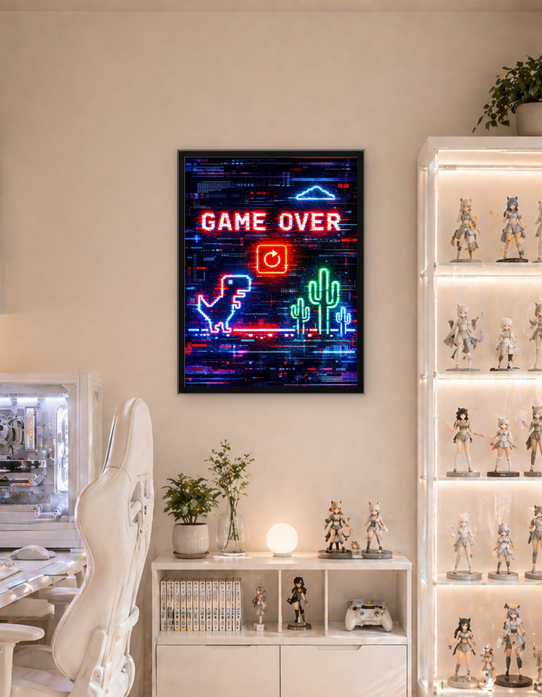 Game Over Neon Glitch Art