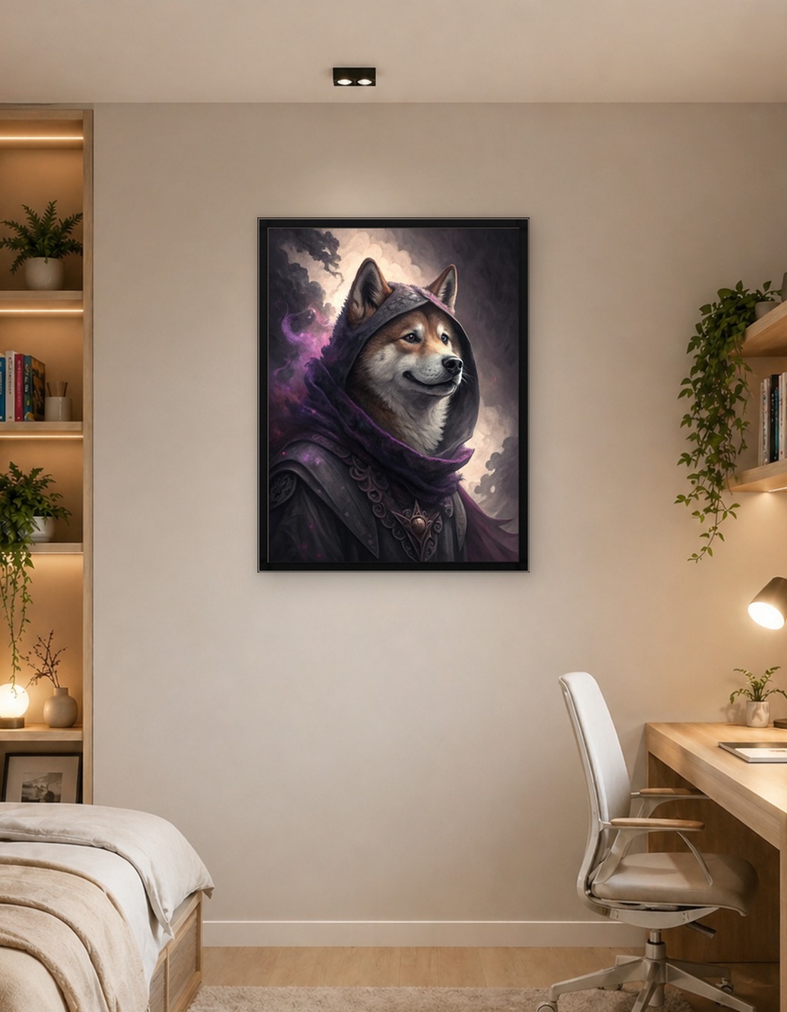 Shiba Inu Wizard in Purple Robes