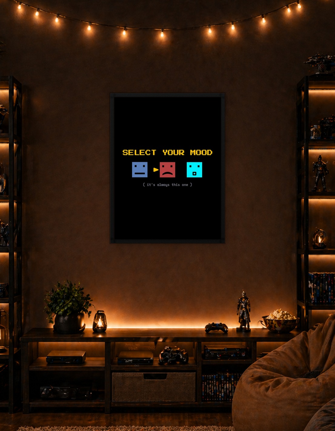 Select Your Mood Funny Gamer Pixel Art