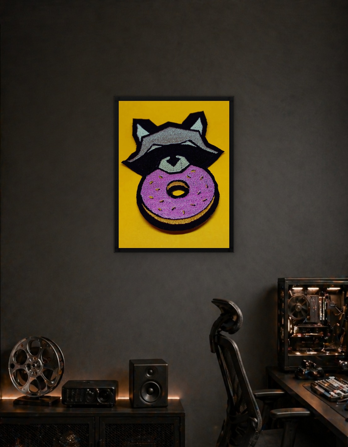 Raccoon Eating a Donut Patch