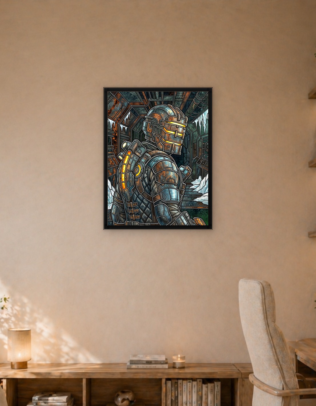 Isaac Clarke in Stained Glass Style