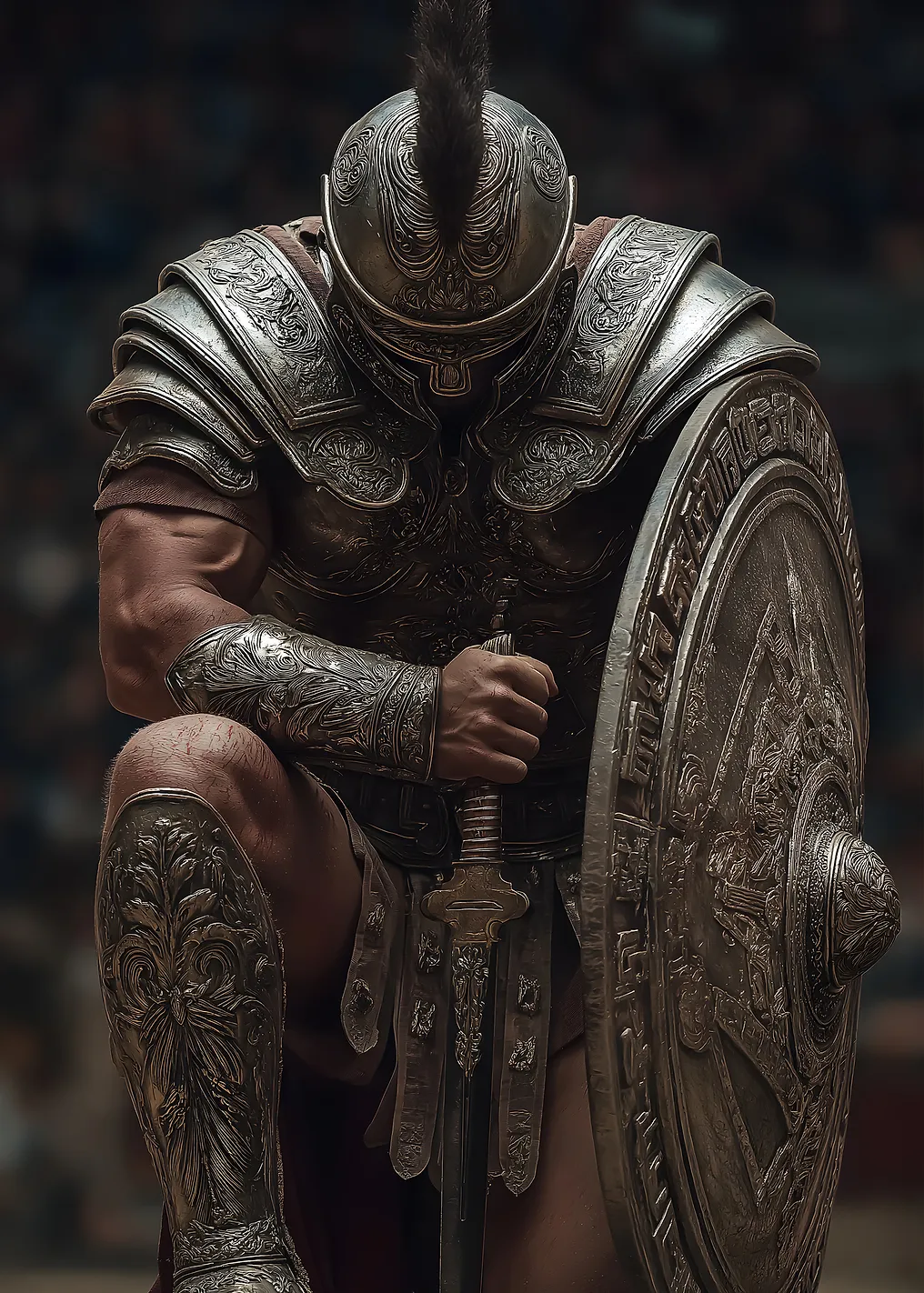 Kneeling Gladiator with Sword and Shield