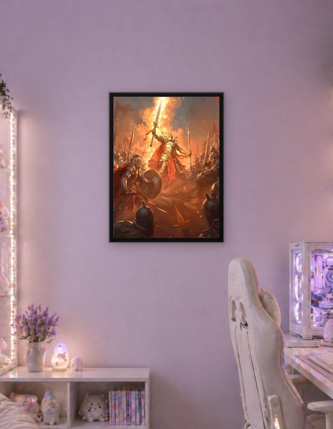 Knight King Raises Flaming Sword - 9983570