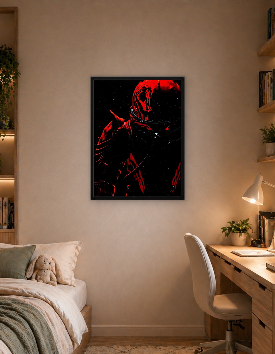 Red and Black Astronaut in Space