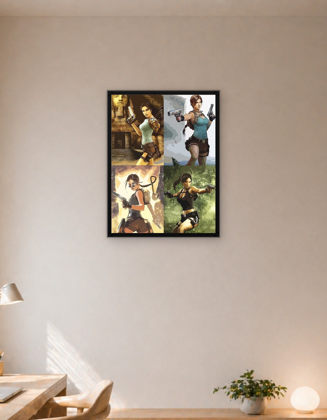 Lara Croft Four Panel Art
