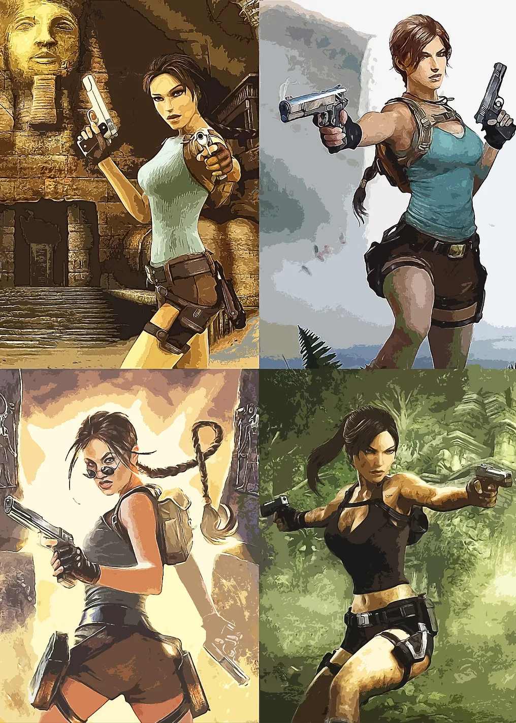 Lara Croft Four Panel Art