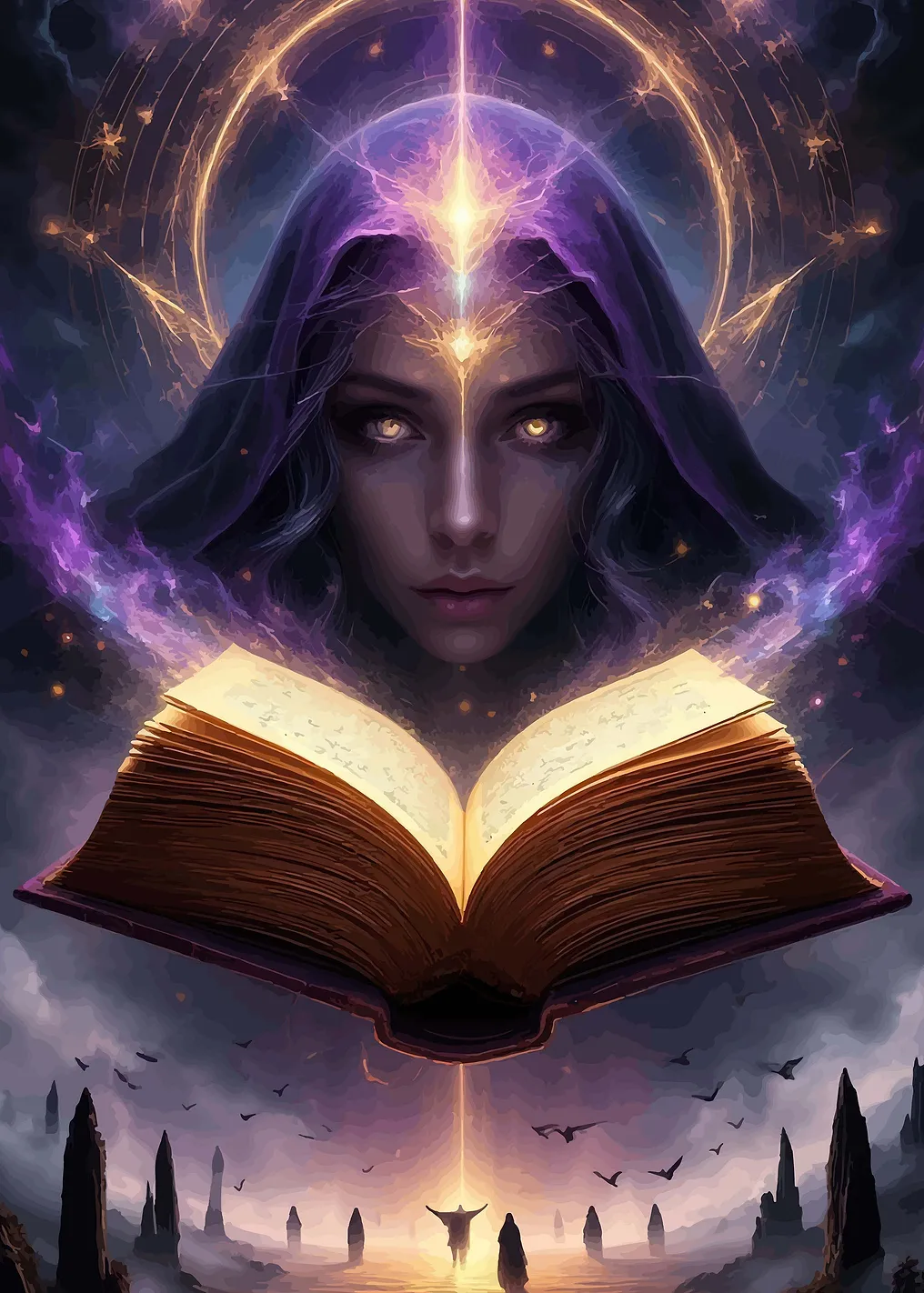 Mystical Sorceress and Ancient Tome