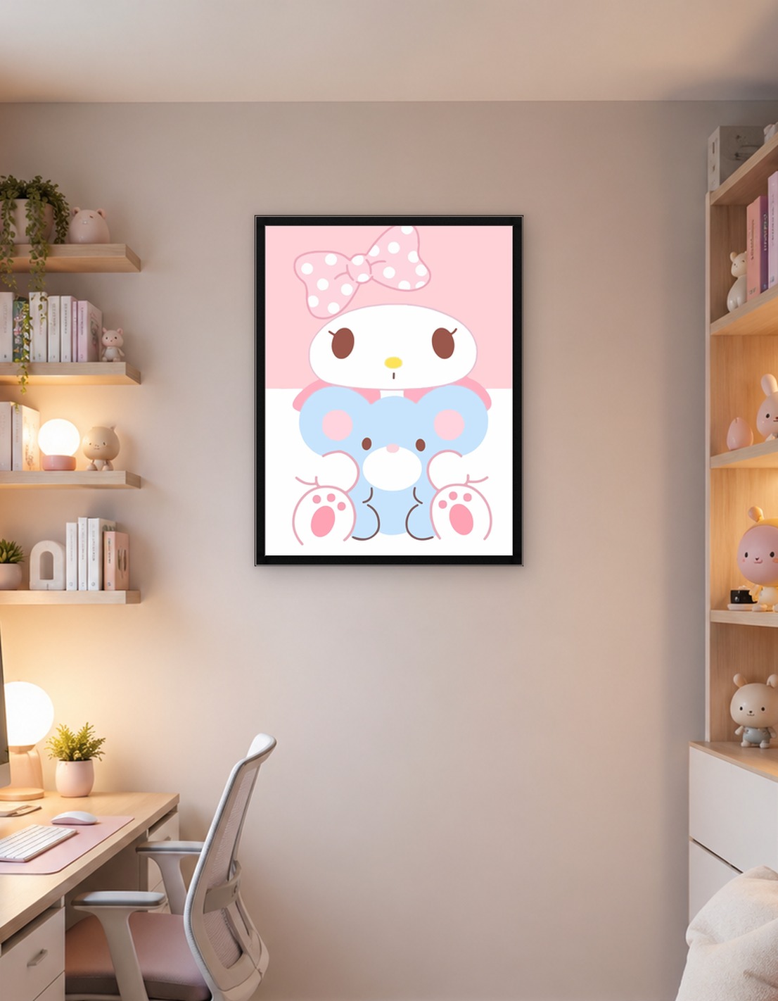 My Melody holding a teddy bear