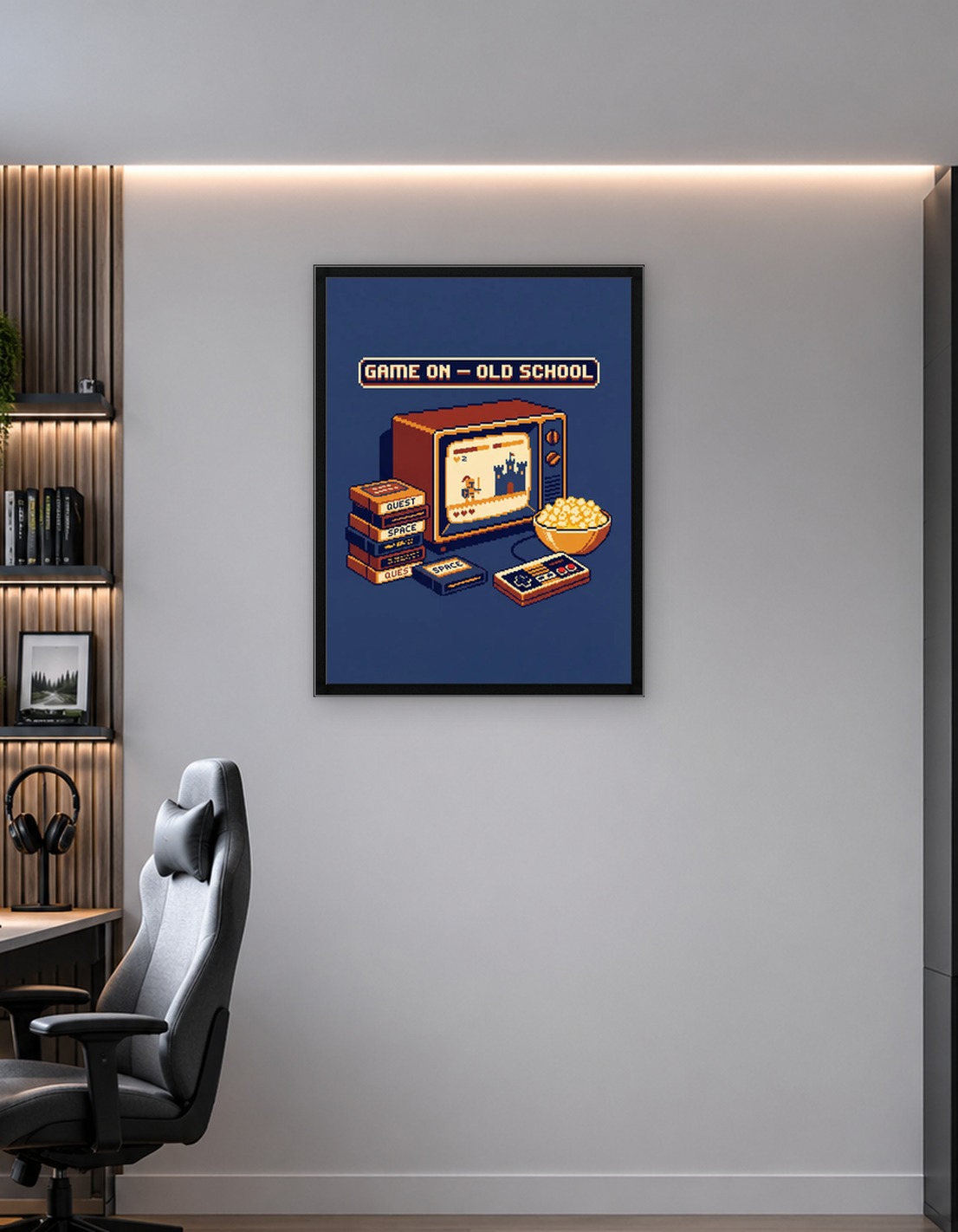 Retro Gaming Setup with Popcorn