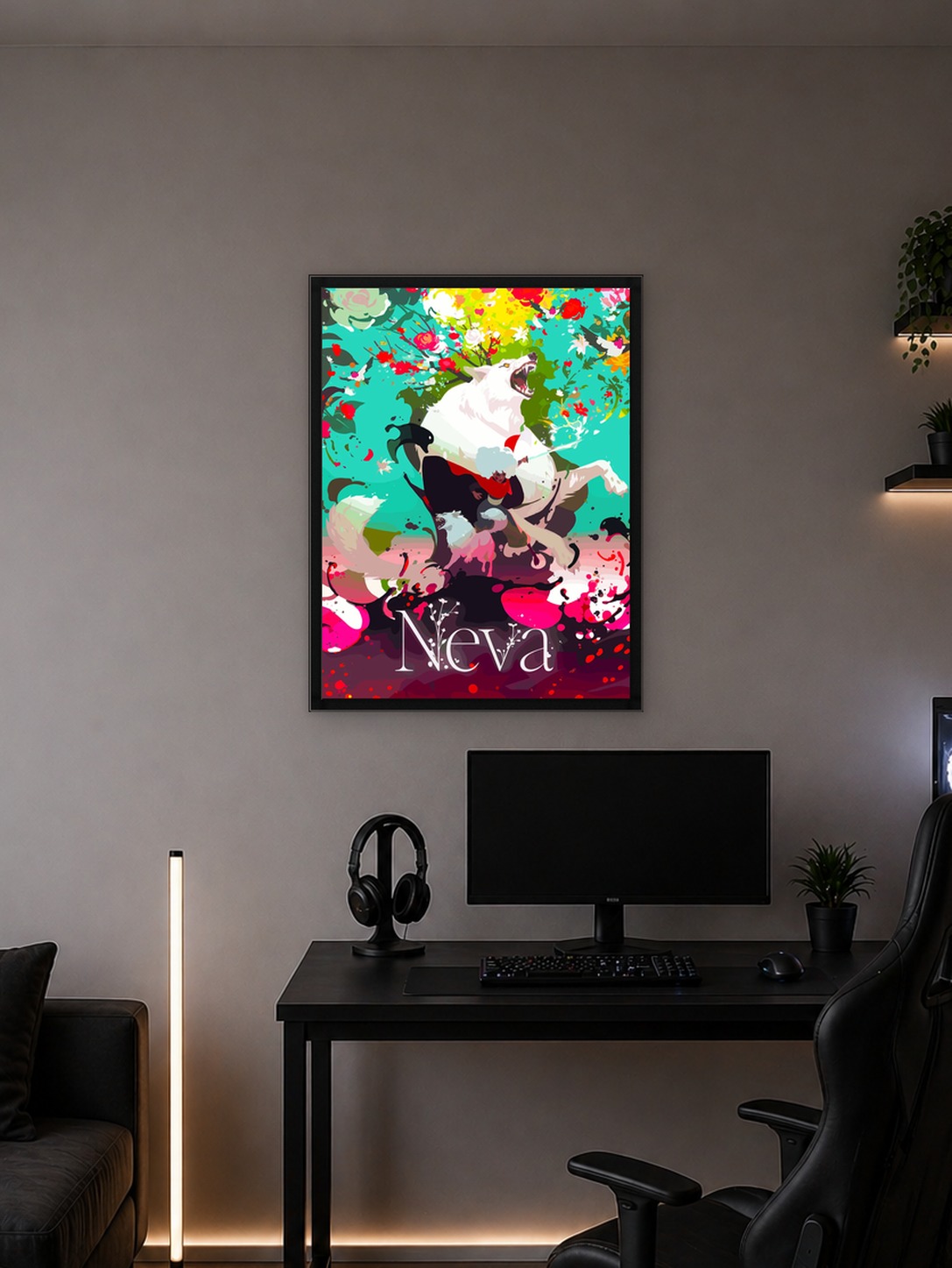 Neva Game Art with Wolf and Girl