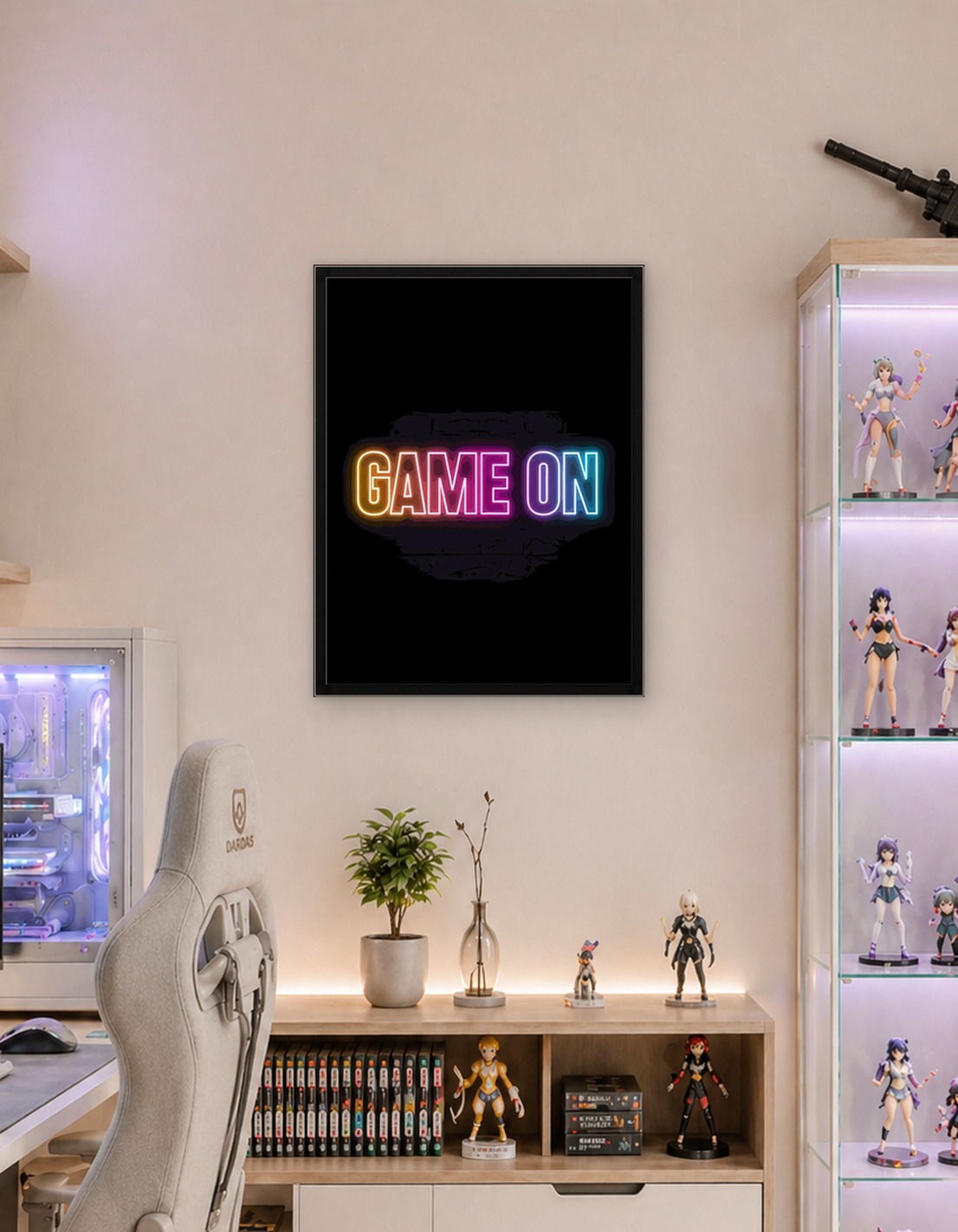 Неоновая игра на знаке