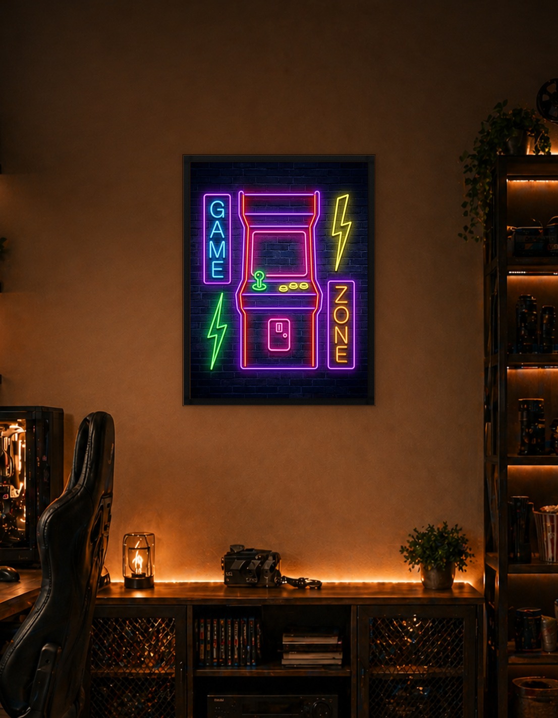 Neon Arcade Game Zone Sign