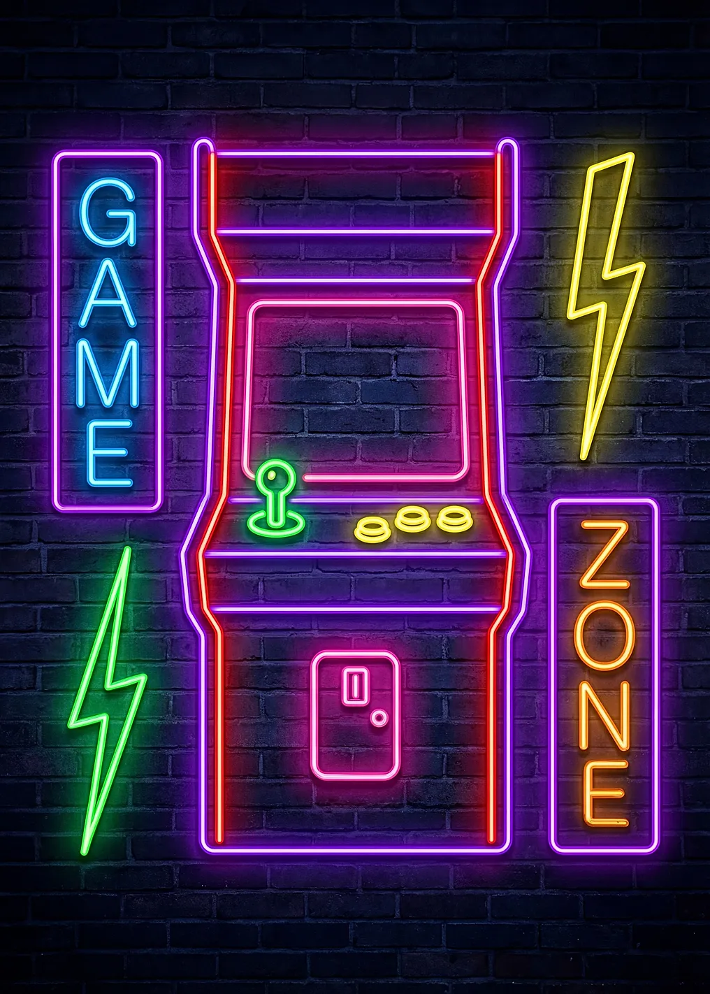 Neon Arcade Game Zone Sign