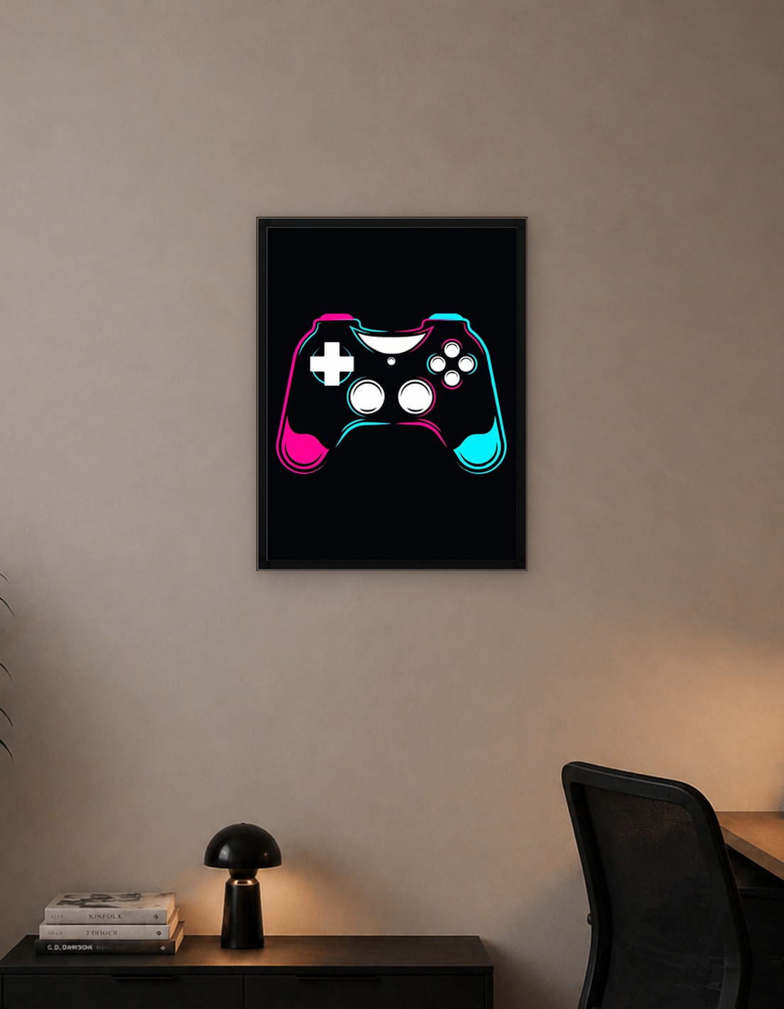 Neon Game Controller Silhouette
