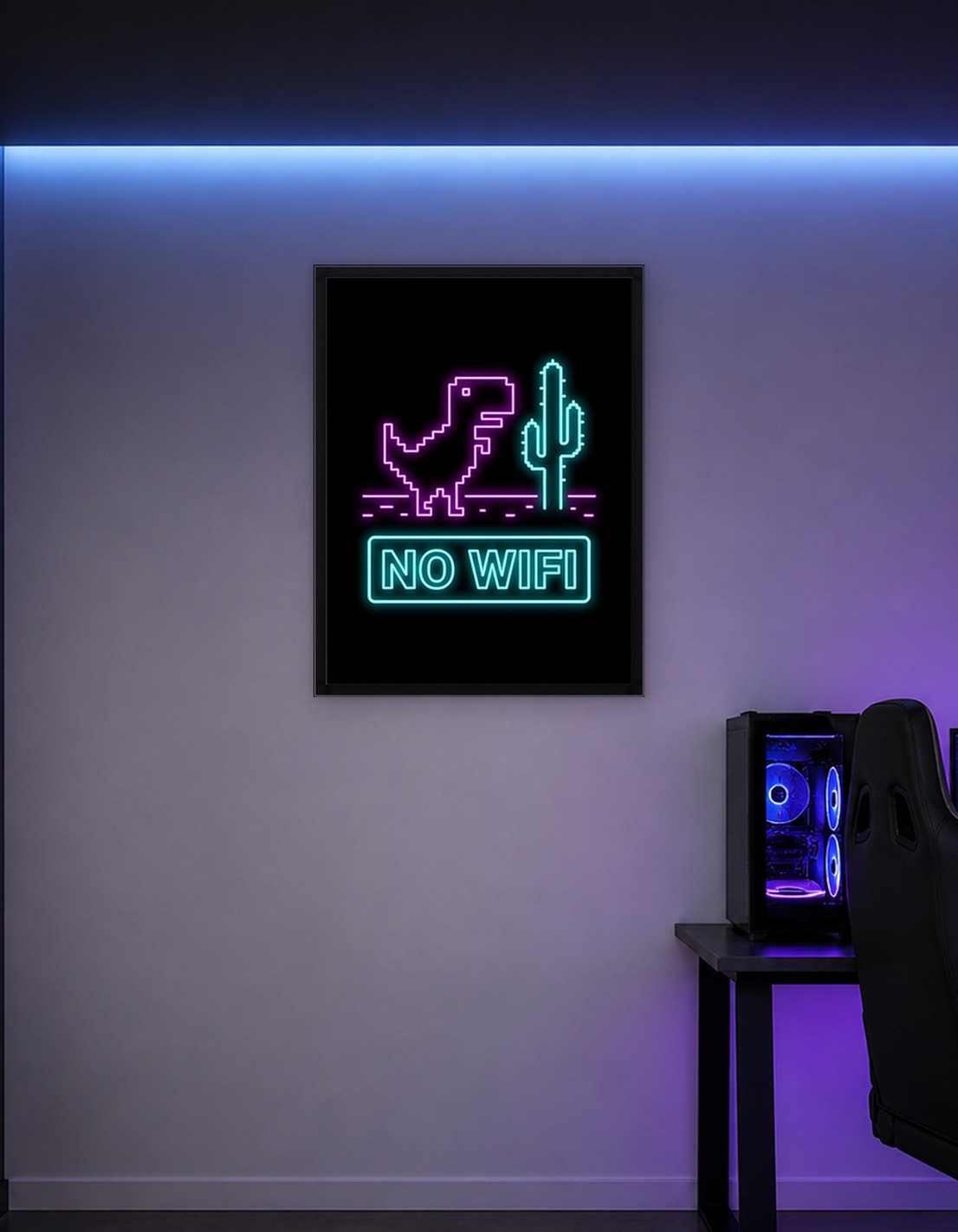 No WiFi Neon Dinosaur and Cactus