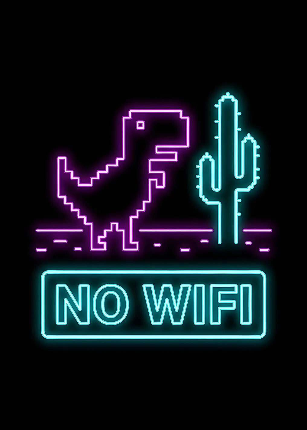 No WiFi Neon Dinosaur and Cactus