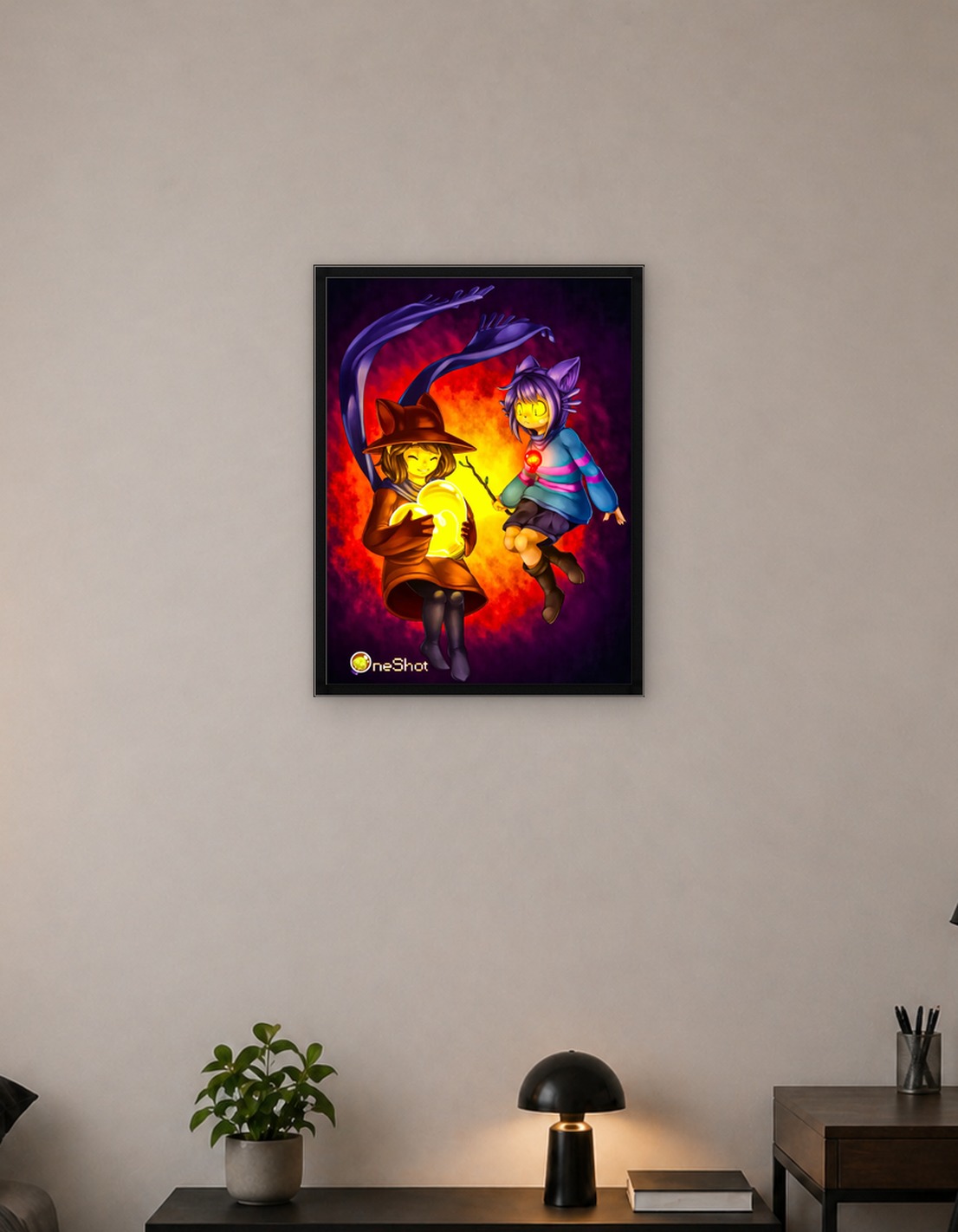 Niko and Frisk with Glowing Heart