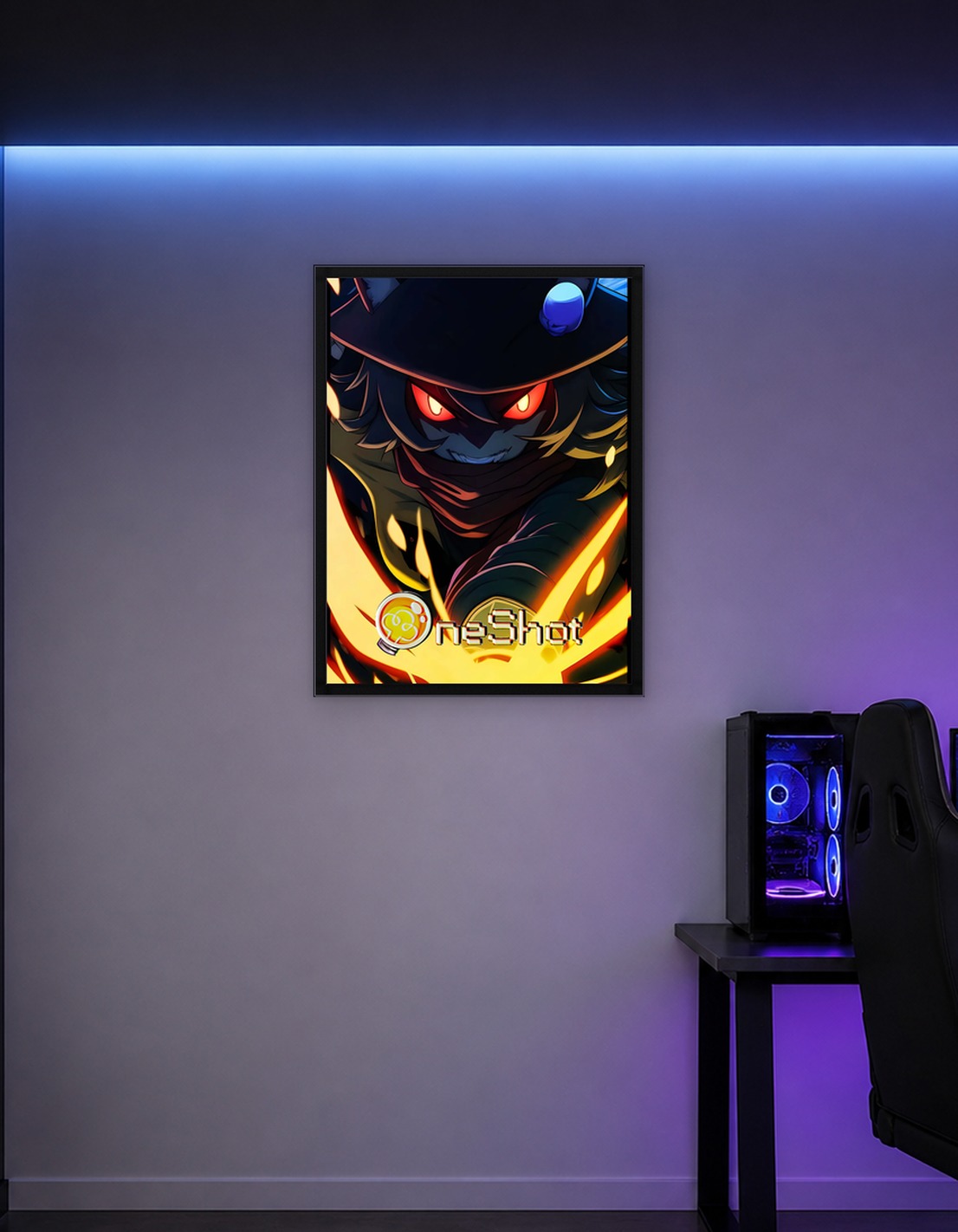 Niko from OneShot with glowing eyes