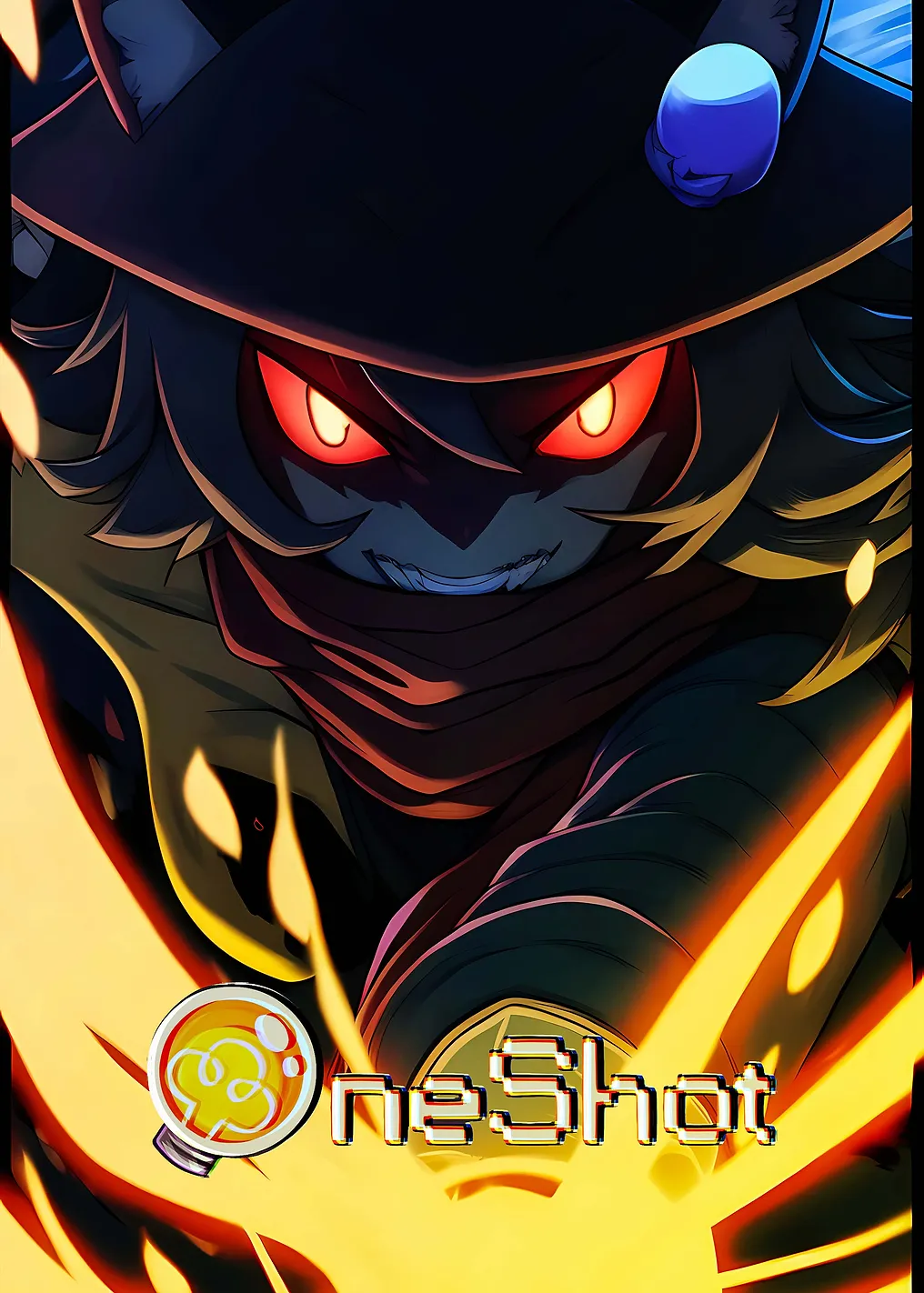 Niko from OneShot with glowing eyes