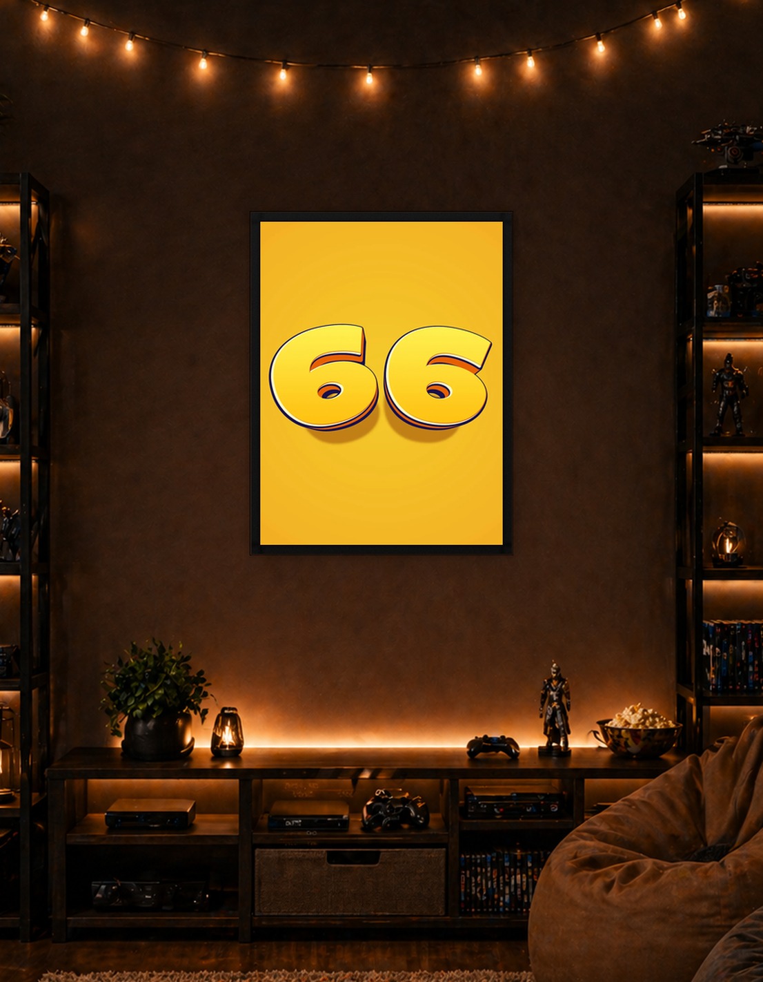Number 66 Yellow and Blue