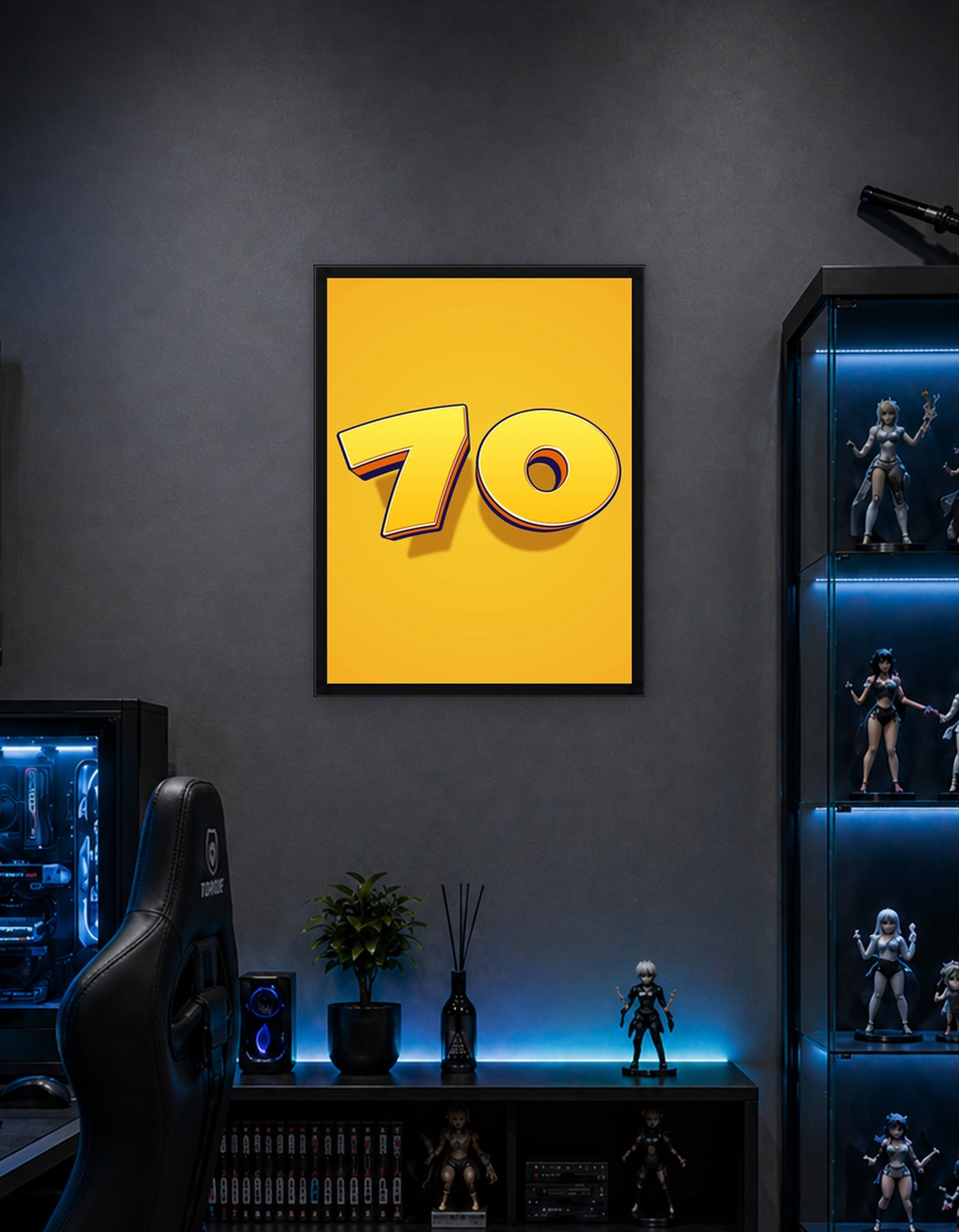 Number 70 in 3D Yellow