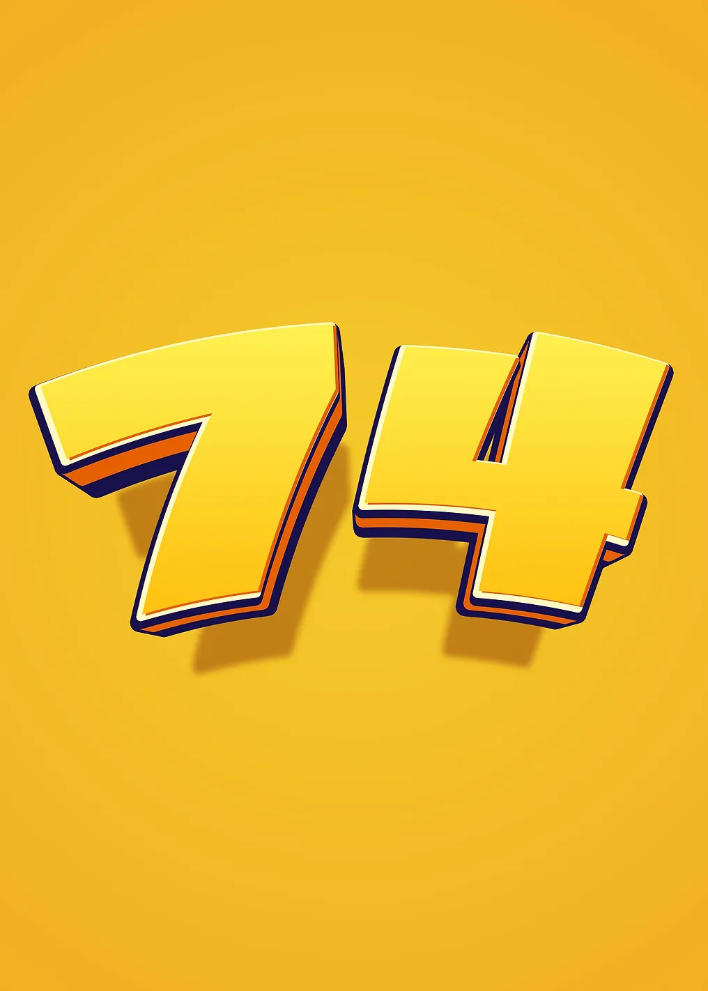 Number 74 in Yellow and Blue