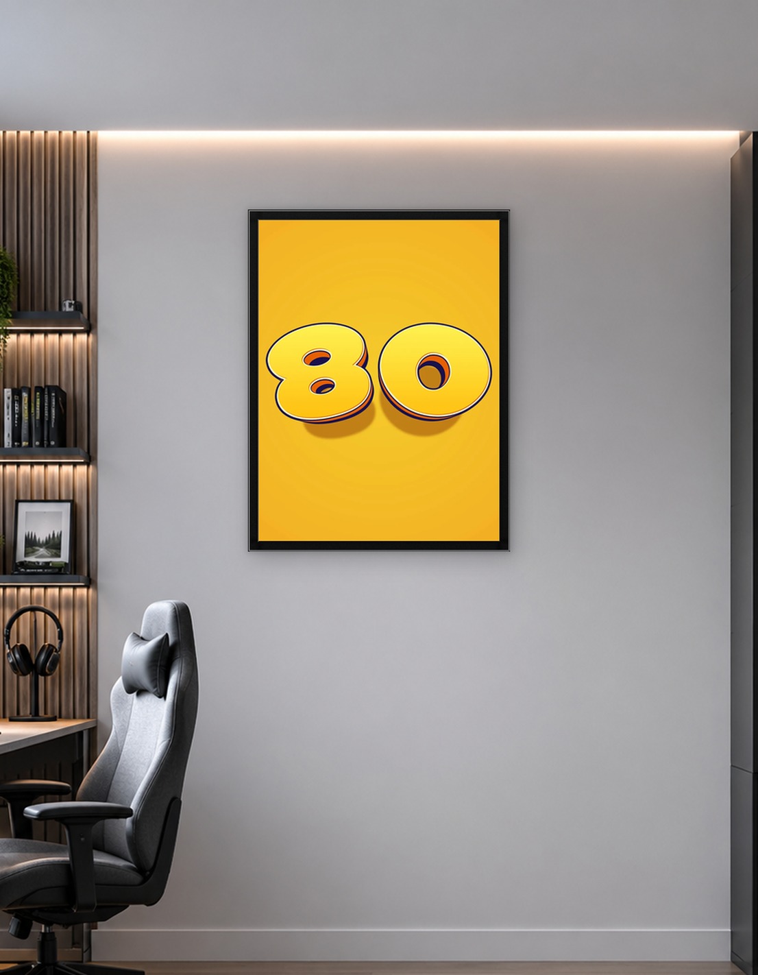 Number 80 in 3D Yellow