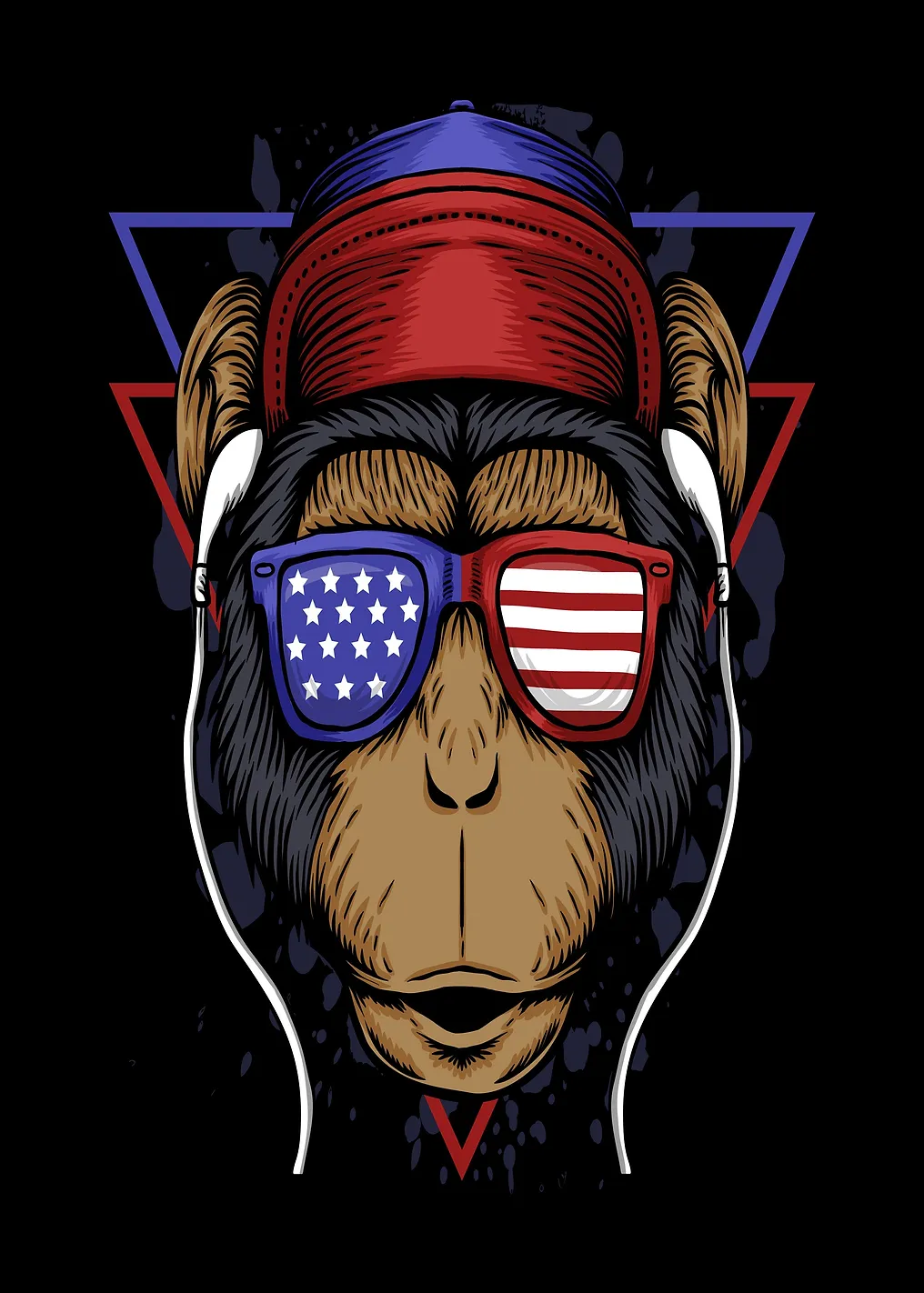 Monkey Wearing American Flag Sunglasses and Cap