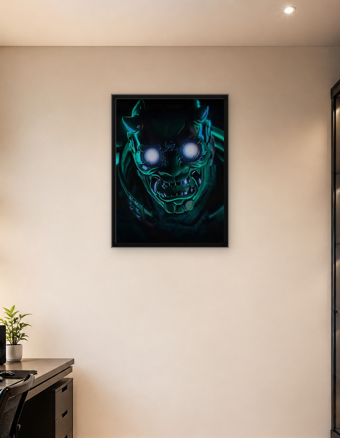 Octane Cyberpunk Oni Mask with Glowing Eyes