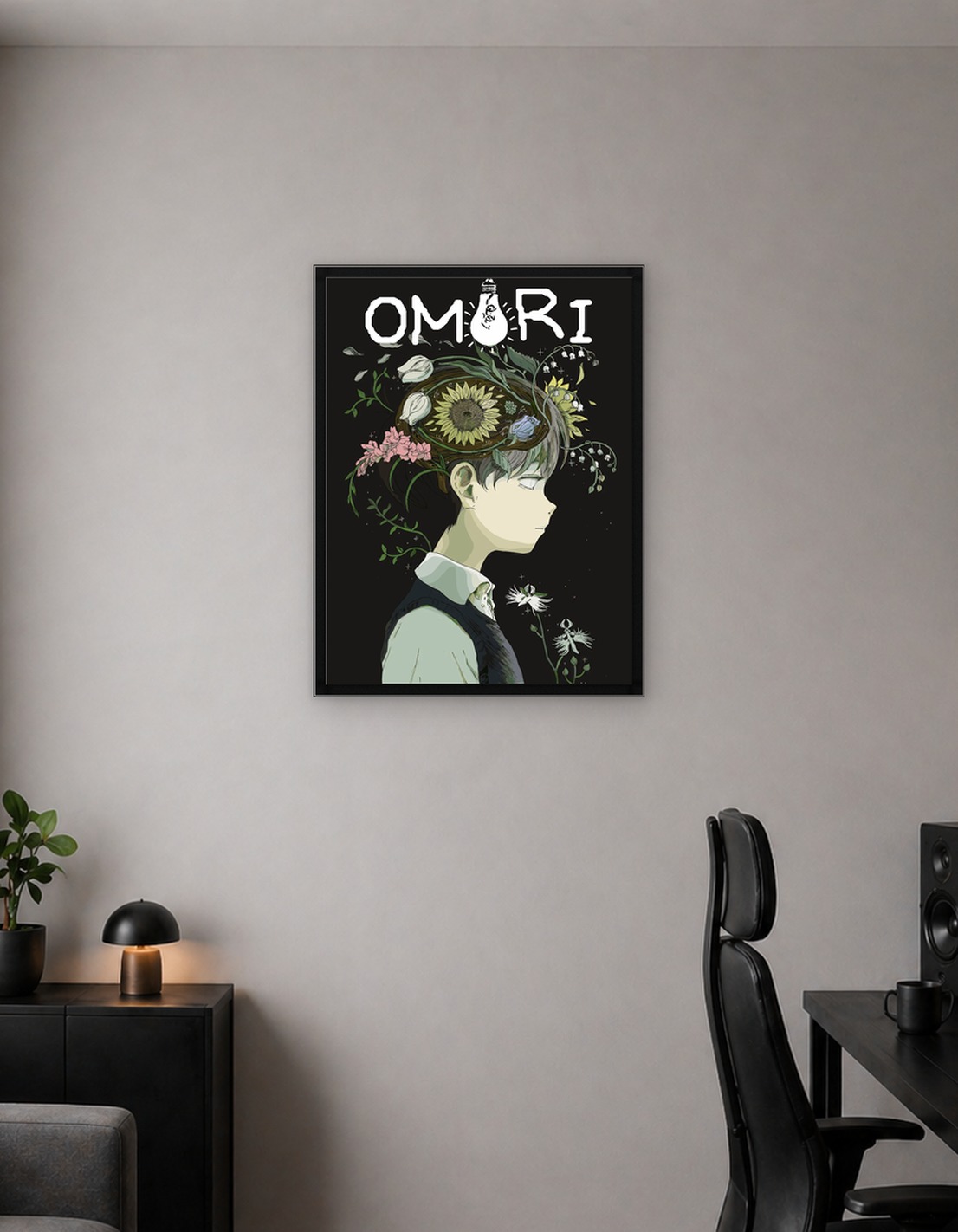 Omori Game Art with Flowers