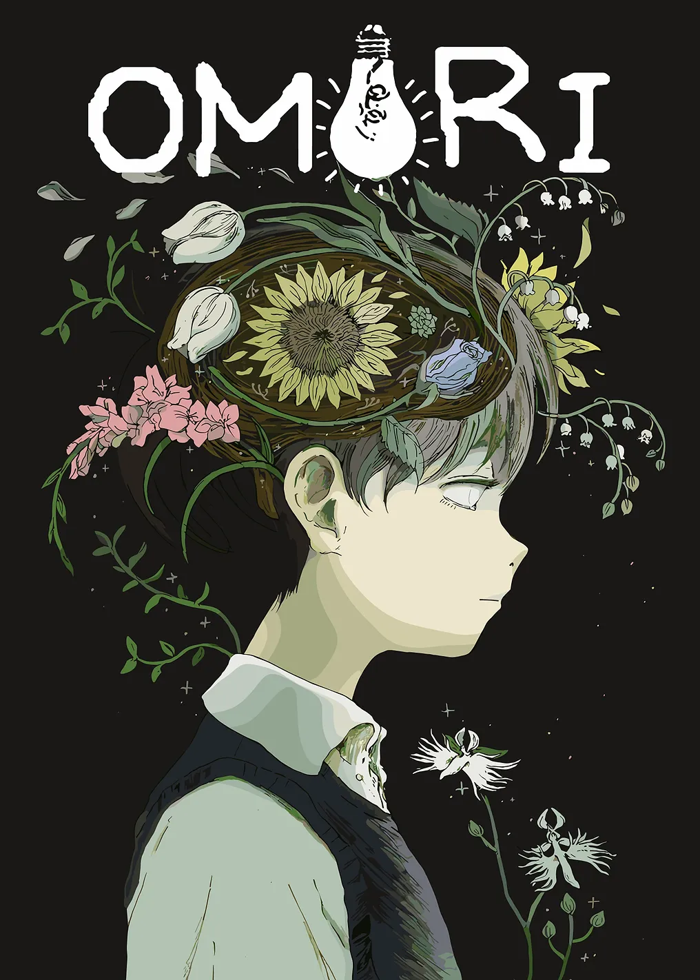 Omori Game Art with Flowers
