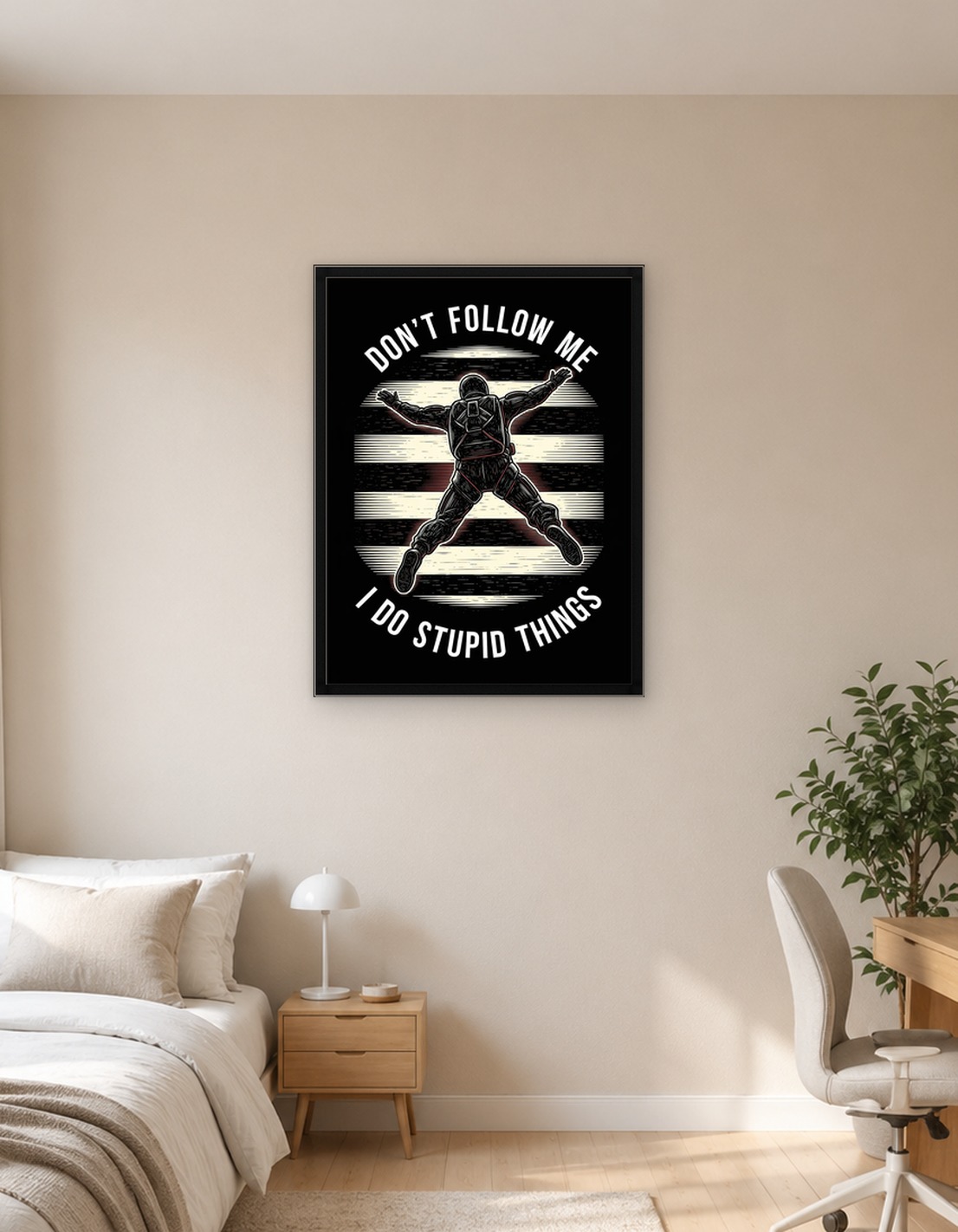 Skydiver with Text