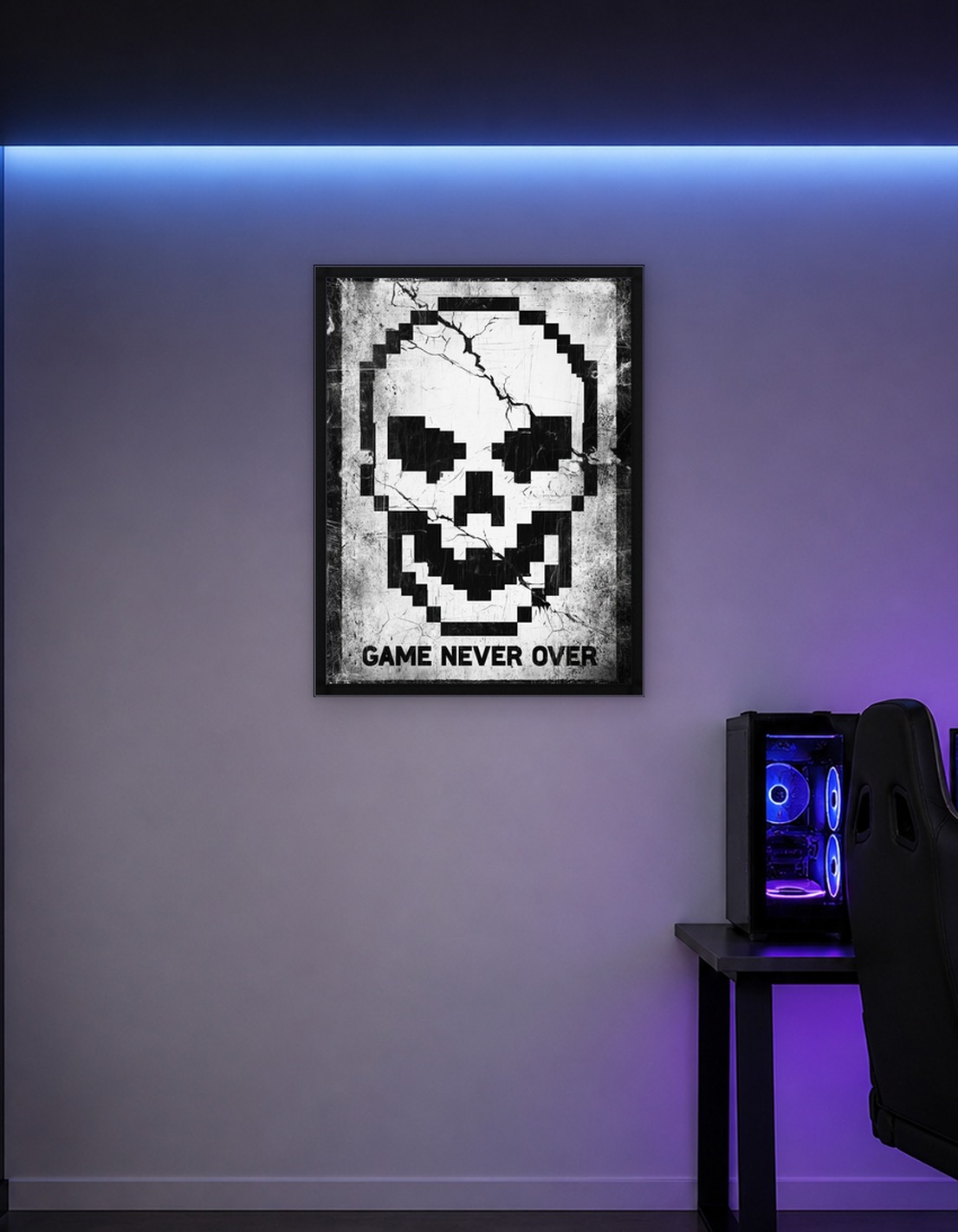 Pixelated Skull 'Game Never Over'