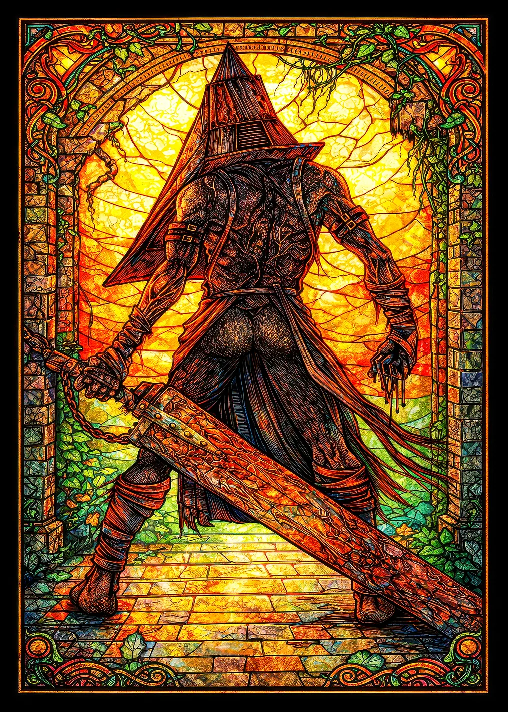 Pyramid Head Stained Glass Art - 10027190