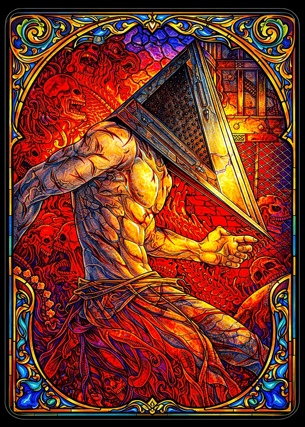 Pyramid Head Stained Glass Art - 10066430