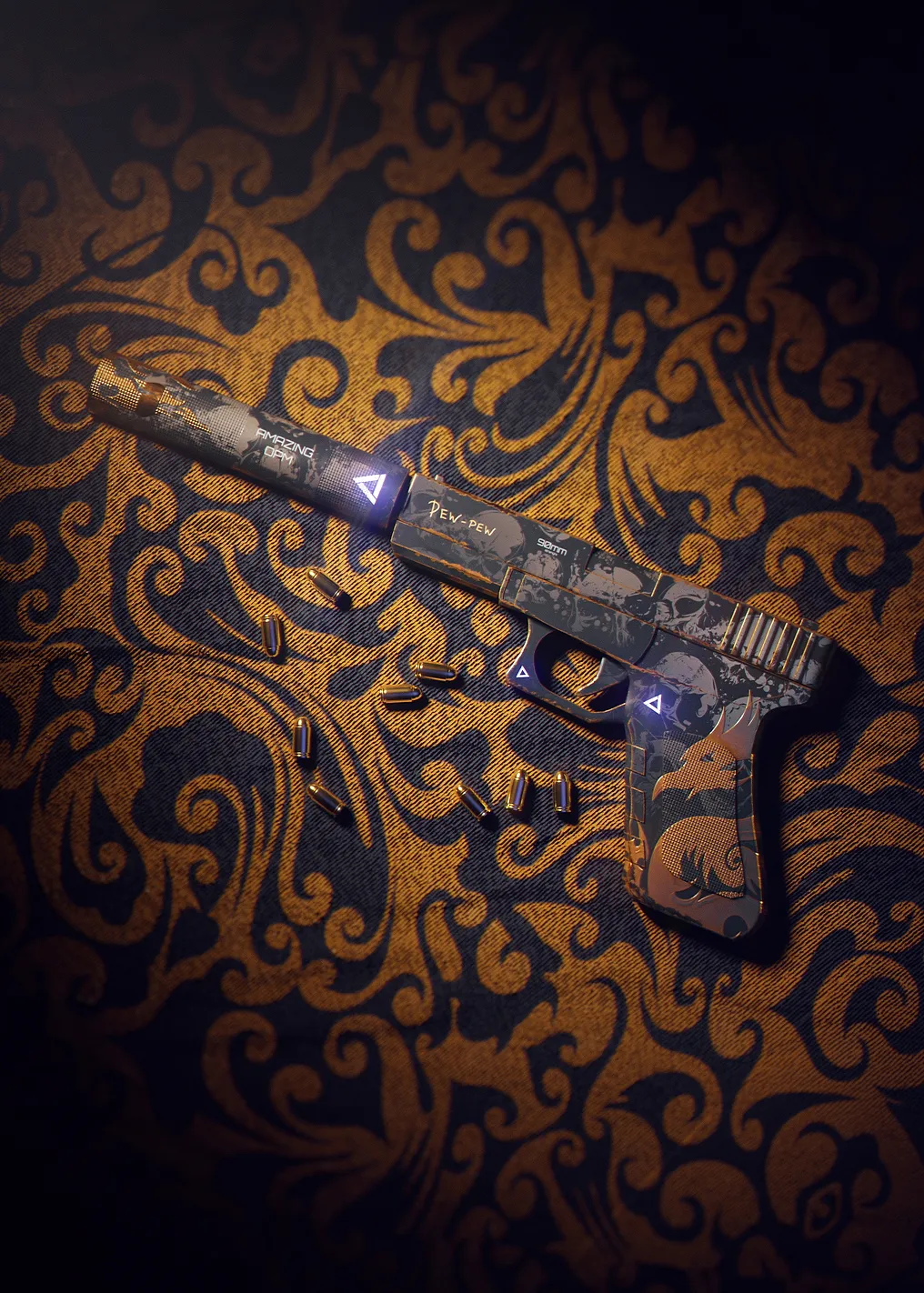 Pistol with Fox Skin and Bullets