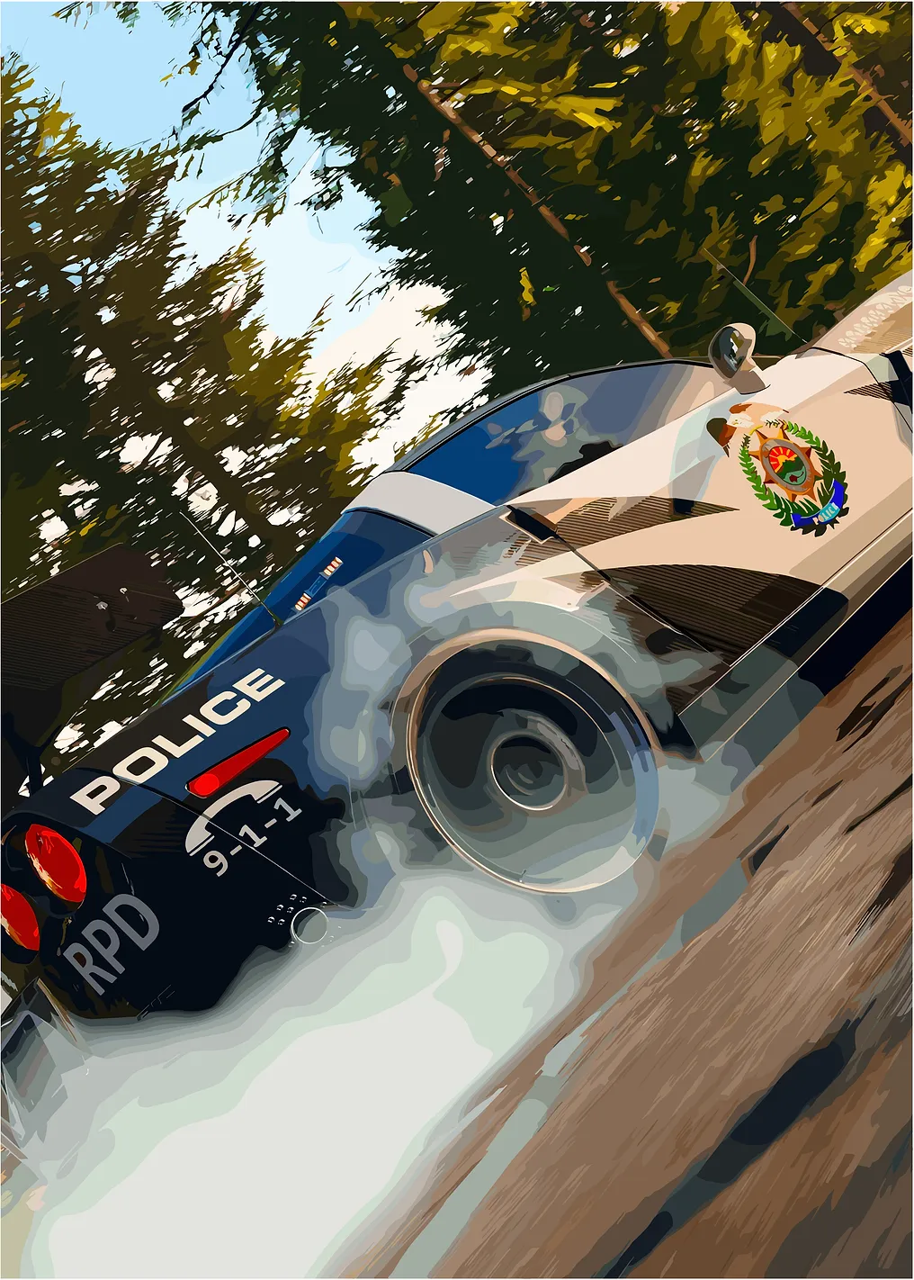 Police Car Drifting with Smoke