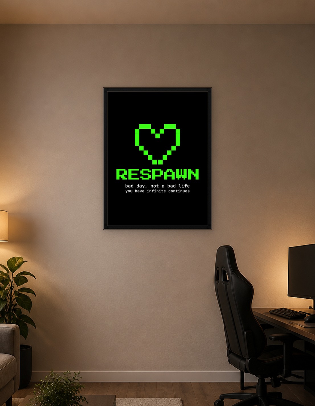 Respawn Gaming Motivation Quote Pixel Heart