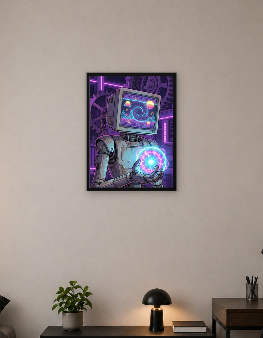 Retro Robot with Energy Orb