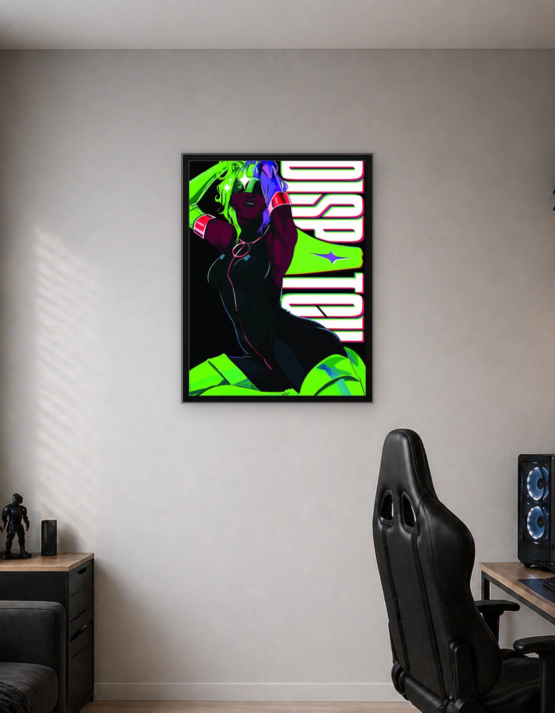 Retro Sci-Fi Woman with 'DISPTO' Text
