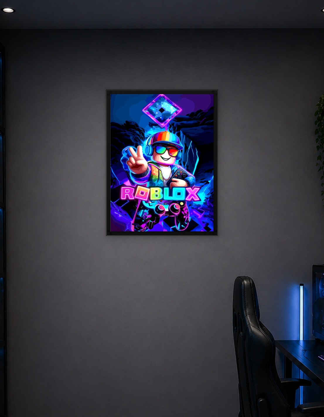 Roblox Gamer with Neon Glow