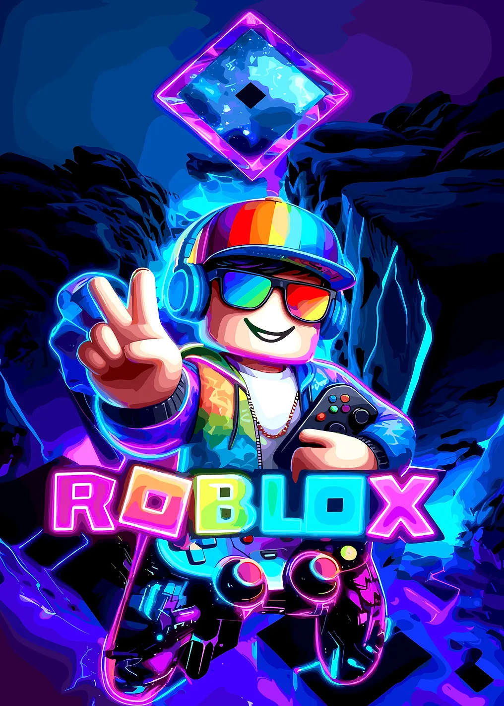 Roblox Gamer with Neon Glow
