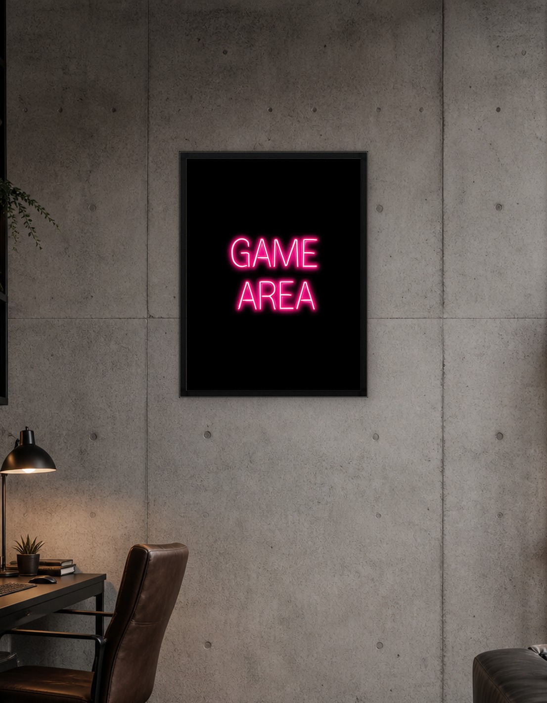 Pink Neon Game Area Sign Poster