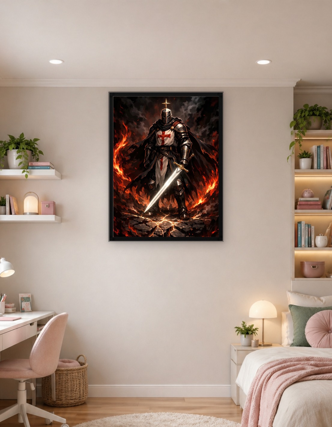 Knight in Fiery Landscape