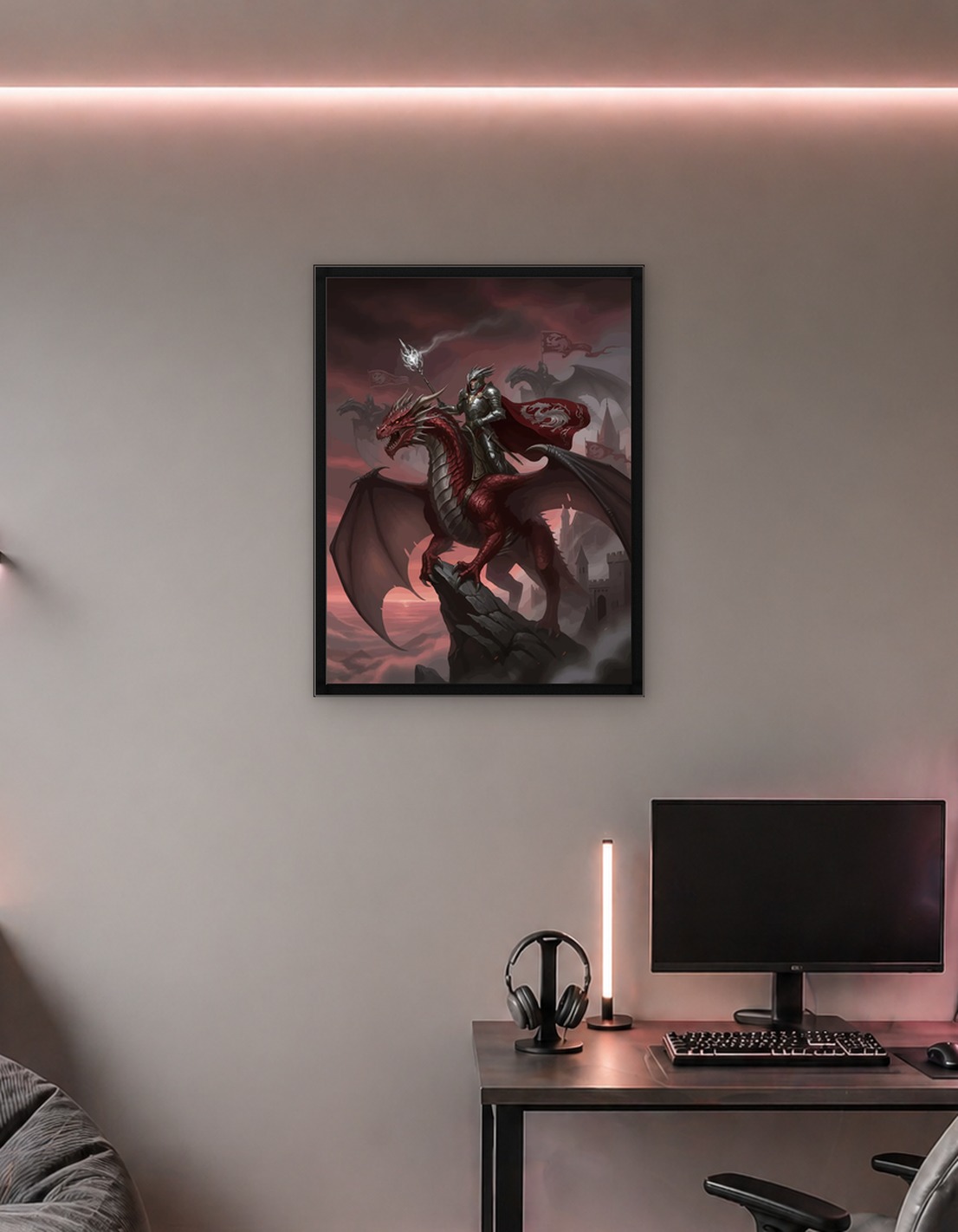 Knight Riding a Red Dragon